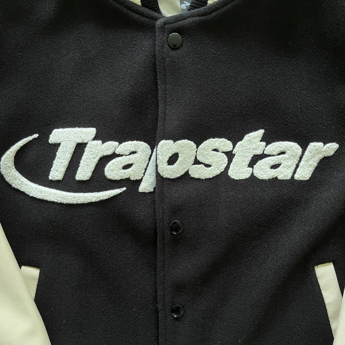 HYPERDRIVE T CHENILLE VARSITY JACKET - BLACK AND CREAM