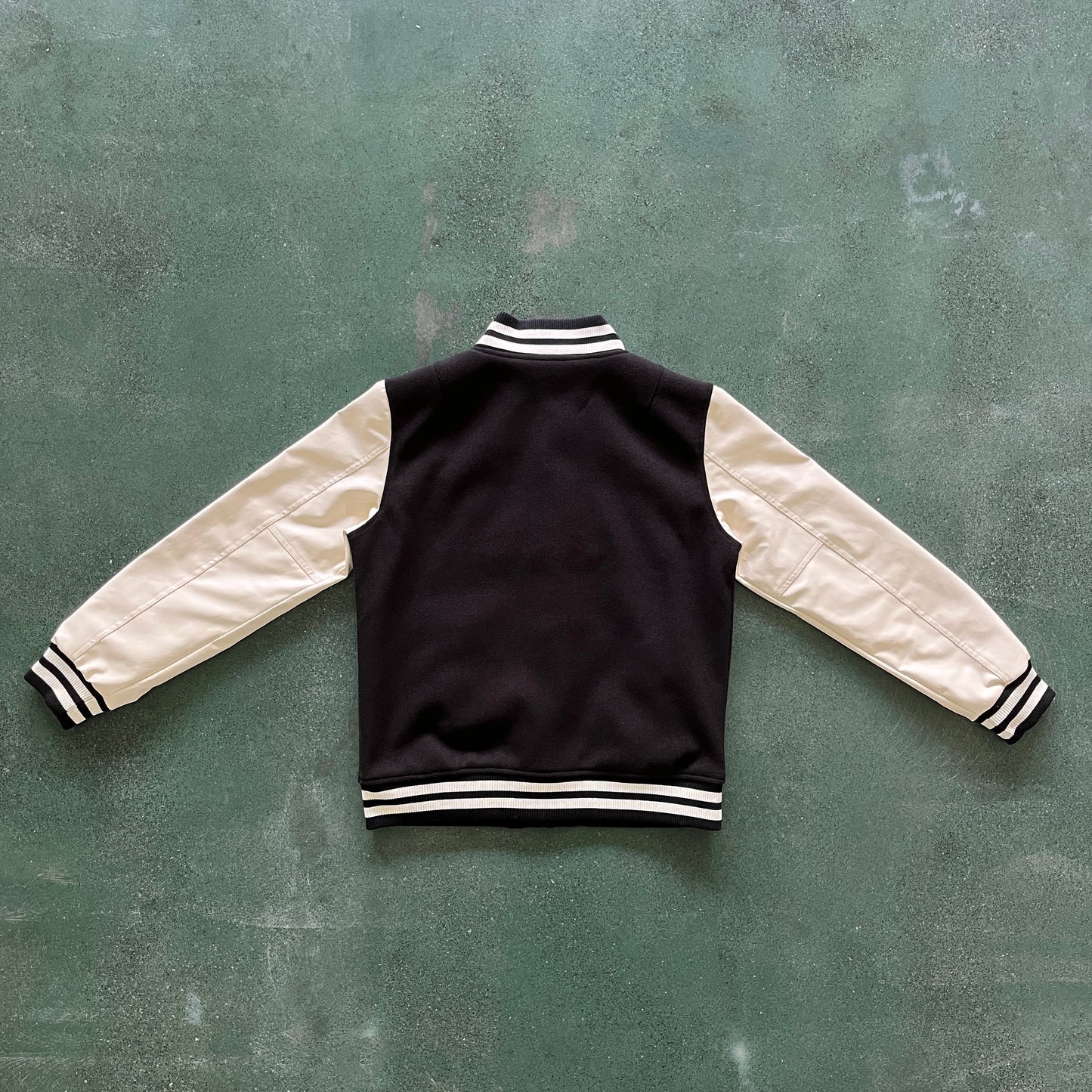 HYPERDRIVE T CHENILLE VARSITY JACKET - BLACK AND CREAM
