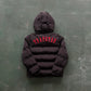 TRAPSTAR HOODED PUFFER JACKET - BLACK RED