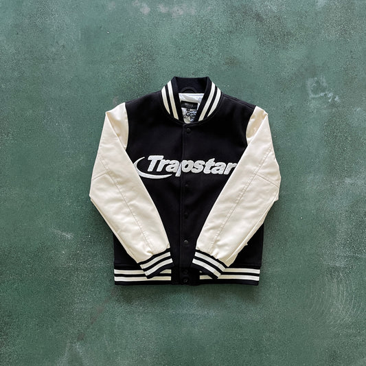 HYPERDRIVE T CHENILLE VARSITY JACKET - BLACK AND CREAM