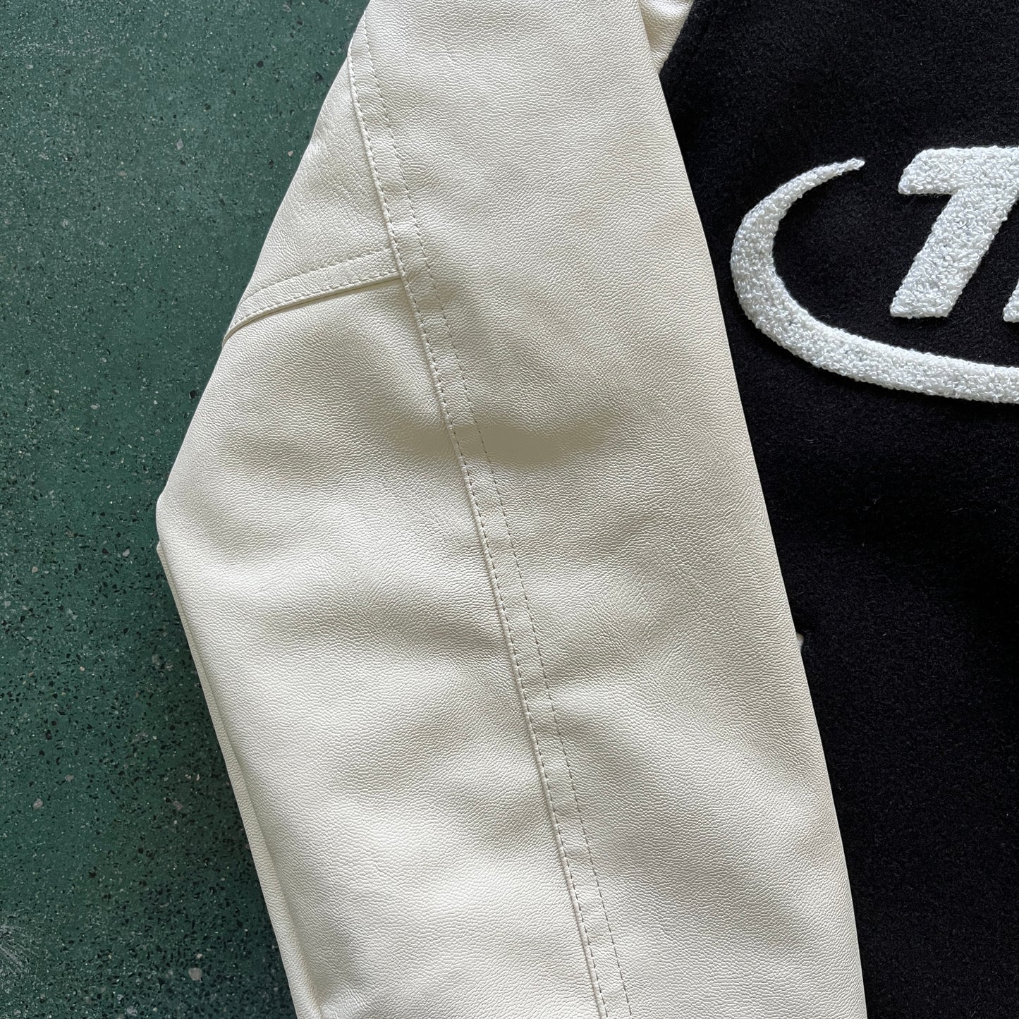 HYPERDRIVE T CHENILLE VARSITY JACKET - BLACK AND CREAM