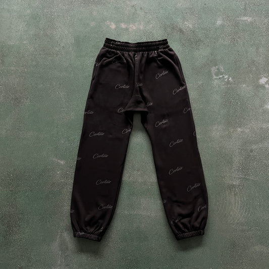 CORTEIZ ALL BLACK JOGGERS