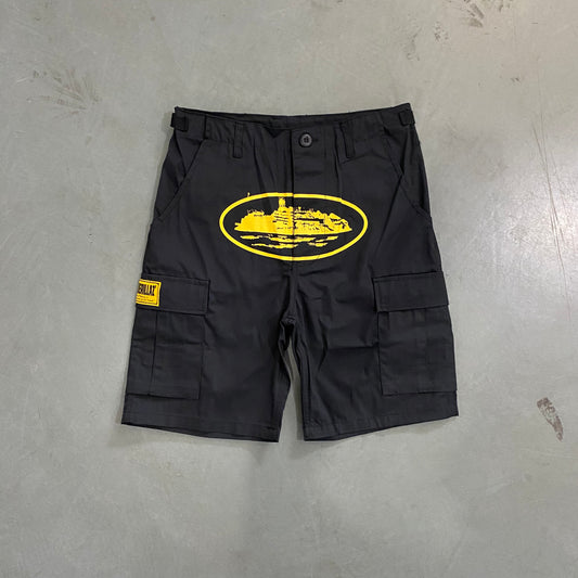 CORTEIZ BLACK/YELLOW CARGO SHORTS